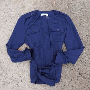 Anthropologie Hei Hei Navy Belted Utility Anorak Military Jacket XS Shacket Zip